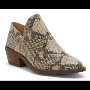 NEW LUCKY BRAND Fausst Snake Print Leather Booties